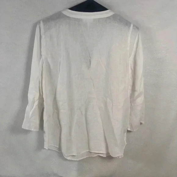 J. Jill Love Linen  100% Linen Top White - Picture 2 of 8